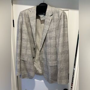 Bonobos 42L sport coat blazer linen wool blend grey